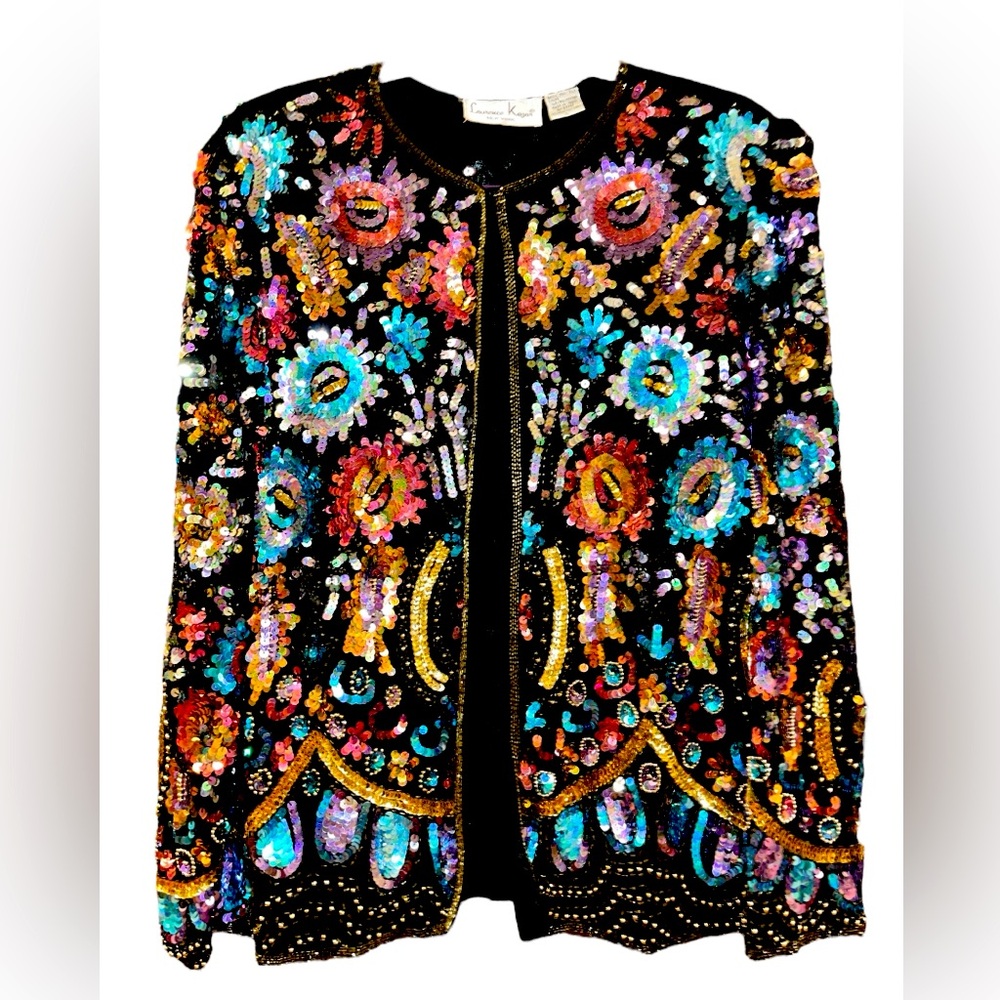 Laurence Kazar VTG 80’s90’s Women's Jacket / Size L/ Silk Beaded/sequin